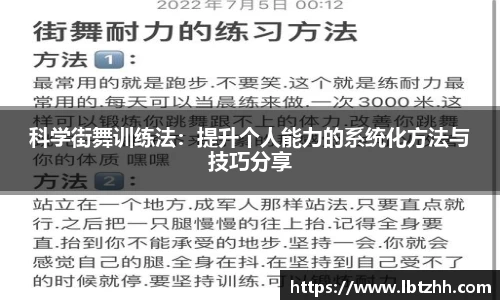 科学街舞训练法：提升个人能力的系统化方法与技巧分享