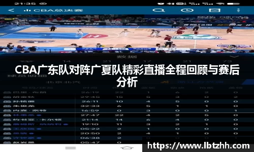 CBA广东队对阵广夏队精彩直播全程回顾与赛后分析